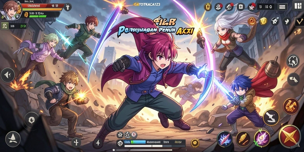 Tampilan aksi seru dalam <strong>GATOTKACA123</strong> yang penuh warna.