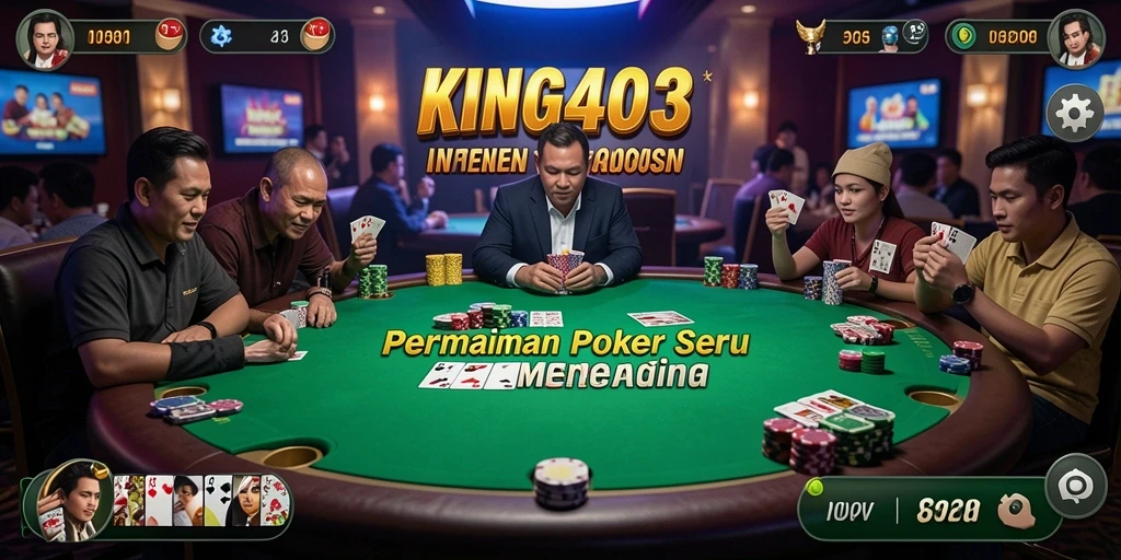 Tampilan gameplay Poker dalam KING403 yang menegangkan.