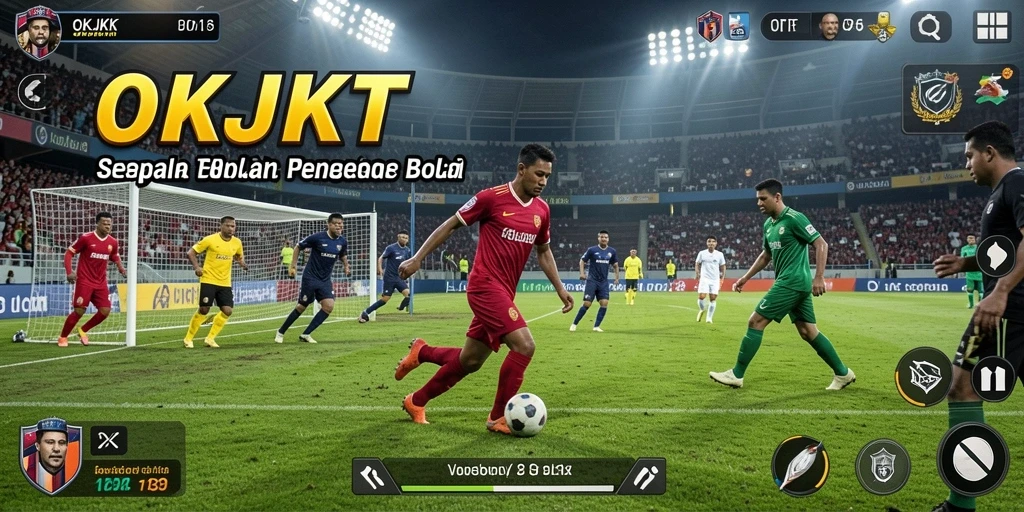 Screenshot dari gameplay seru OKJKT yang menampilkan aksi di lapangan.