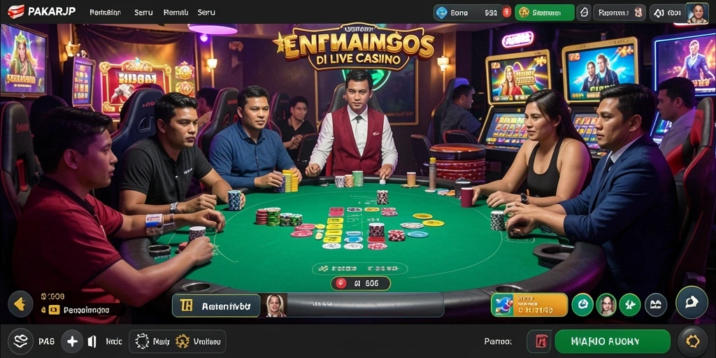 Screenshot utama PAKARJP menampilkan gameplay Live Casino yang mendebarkan.